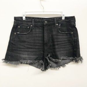 American Eagle Black Cut Off High Rise Festival Shorts 8